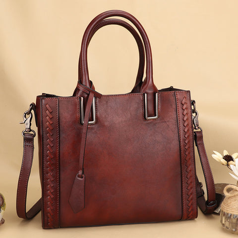 Cowhide Handmade Hand-held Women's Bag