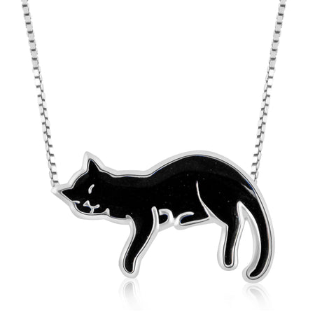 Silver Cat Necklace Pet Lovers Gift