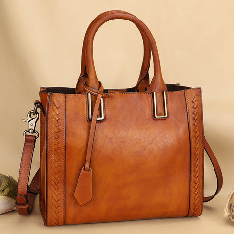 Cowhide Handmade Hand-held Women's Bag