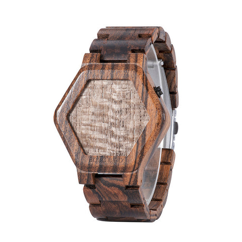 LED Display Wooden Watch For Men